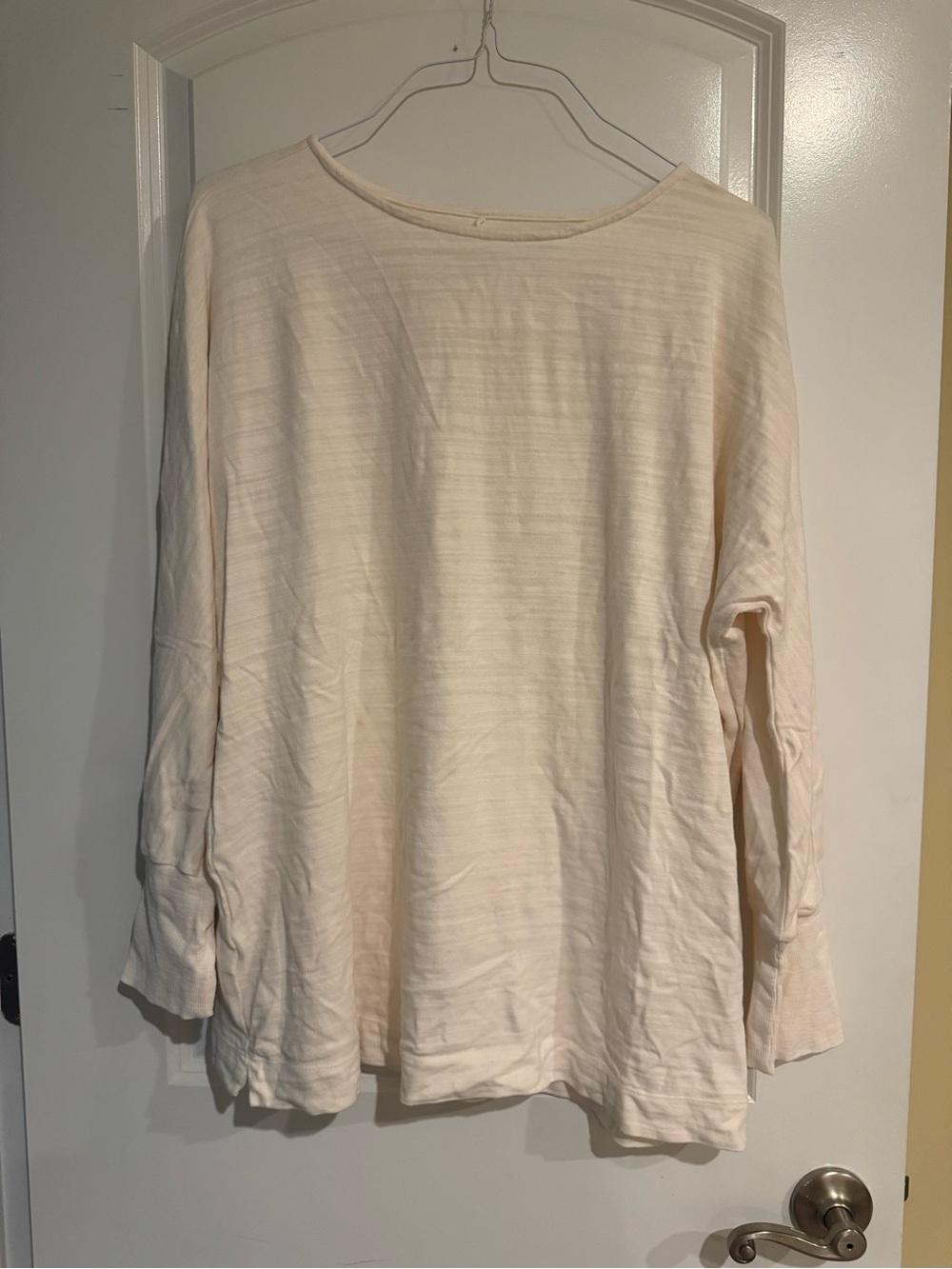 LOFT Cream Long-Sleeve Boatneck Top